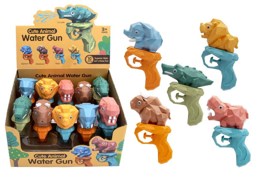10 Stück Dino Wasserpistolen 15 x 10 cm – 5 verschiedene Motive im Display - Kleingeschenke-Paradies.de