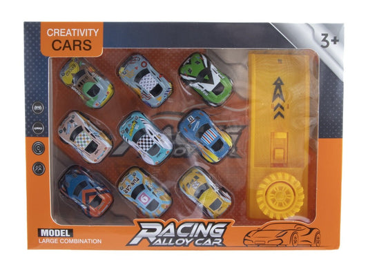 10-teiliges Rennwagen-Spielset mit Startvorrichtung 4 Sets im Pack - Kleingeschenke-Paradies.de
