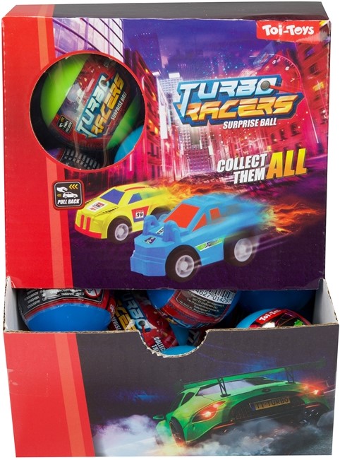 Toi-Toys Turbo Racers Surprise Egg 36 Stück | Auto mit Rückzugsmotor in Kapsel