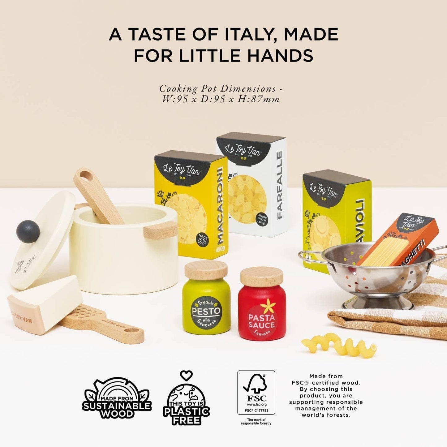 Spielzeug Opa Le Toy Van Wooden Pasta Play Set "Organic" | Girls & Boys Wooden Food Role Play Toy - Suitable for Children from 2 Years