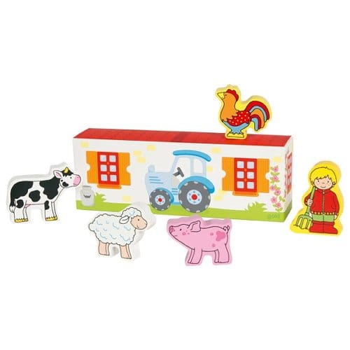 Goki Holztiere Bauernhof Goki 53799 Fietes Kleiner Bauernhof Holztiere Holzspielzeug ab 3 Jahren