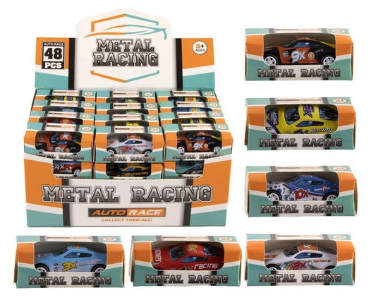 48 Stück Druckguss Autos 6,5 cm mit Rückziehmotor – sortiert im Display - Kleingeschenke-Paradies.de