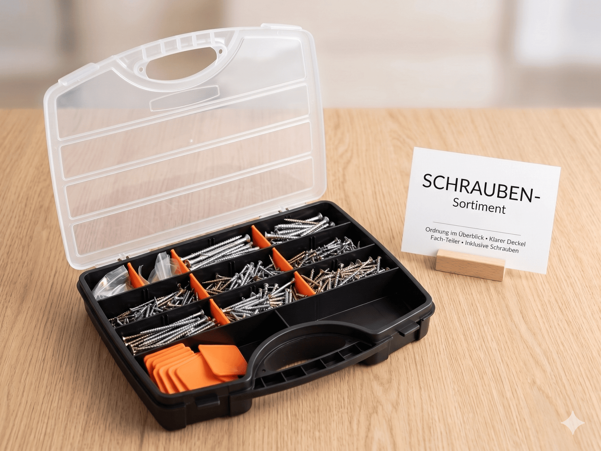 Edelstahl C1 Premium Schrauben-Sortiment EXTRA kleiner Kopf Sortimentskasten 610 TeiligProfi-Qualität für Heimwerker Handwerker 515 Teilig mit 4 Bit - Kleingeschenke-Paradies.de