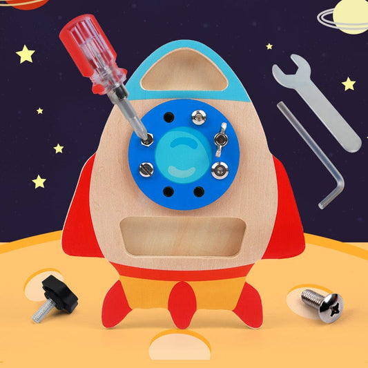 Spielzeug Opa Motorik Schraubspiel Motorik Rakete zum Schrauben Holz Spielzeug