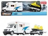 METAL Camper mit Anhänger & Schneescooter – Pullback Fahrzeug-Set - Kleingeschenke-Paradies.de