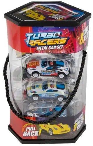 TURBO RACERS 9er Set Metallautos mit Rückziehmechanismus 13 x 19,5 cm - Kleingeschenke-Paradies.de