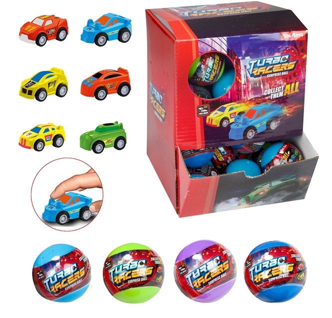 Toi-Toys Turbo Racers Surprise Egg 36 Stück | Auto mit Rückzugsmotor in Kapsel